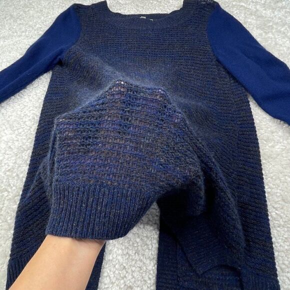 Rebecca Taylor Cashmere Blue Knit Sweater Open Back FLAWS - Picture 6 of 8